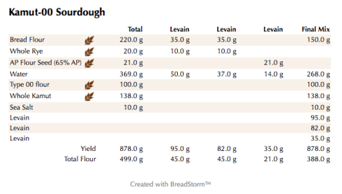 Kamut-00 Sourdough (weights)
