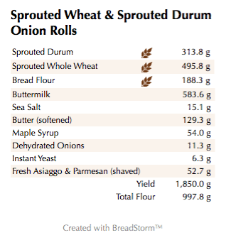 Sprouted Wheat & Sprouted Durum Onion Rolls (weights)